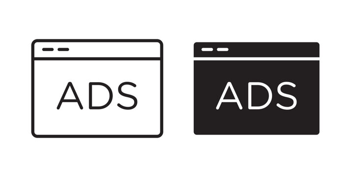 Ad icon flat outline in black