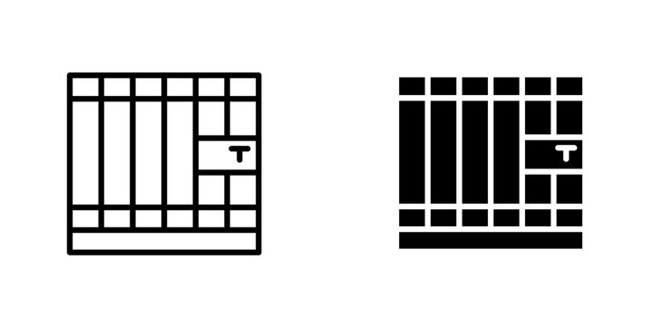 Prison icon flat outline in black