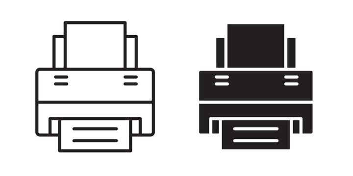 Print icon flat outline in black