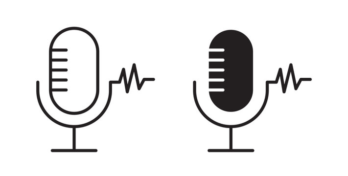 Voice recognition icon flat outline in black