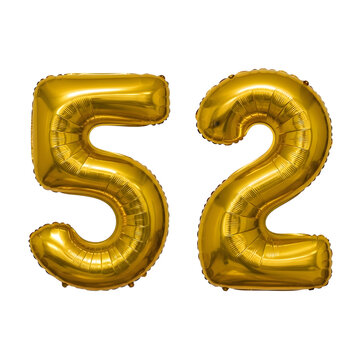 Shiny gold number fifty-two balloon