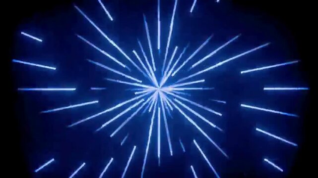 Abstract Blue Light Streaks Exploding Outward from Center.