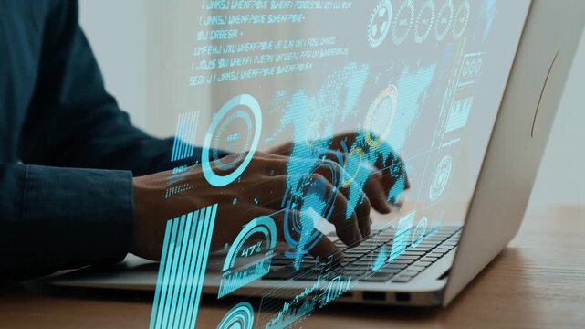 Explore the realm of business data analytics with this image showcasing a user engaging with advanced analytical metrics on a modern laptop, driving insights and strategic decisions. Cipher