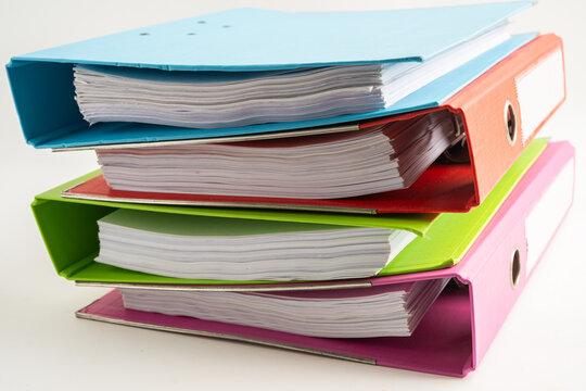 Stack of binder for business isolated on white background.