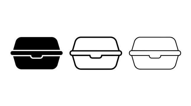 Minimalist food container vector icons in solid and outline style