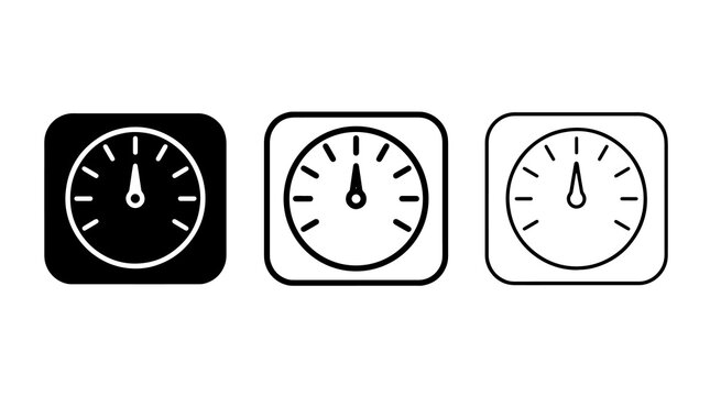 Minimalist speedometer icons featuring diverse outline styles for dashboard interface