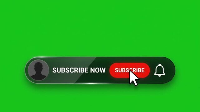 Pop up subscribe and bell button greenscreen