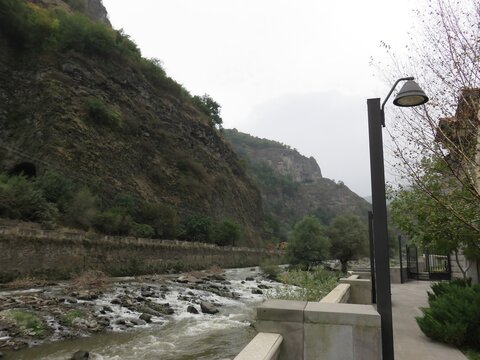 Scenic view of the rocky Debed River flowing through a steep canyon in Armenia