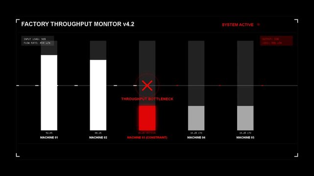 Digital bar chart showing data error or failure, marked with red cross, system alert, analysis, monitoring