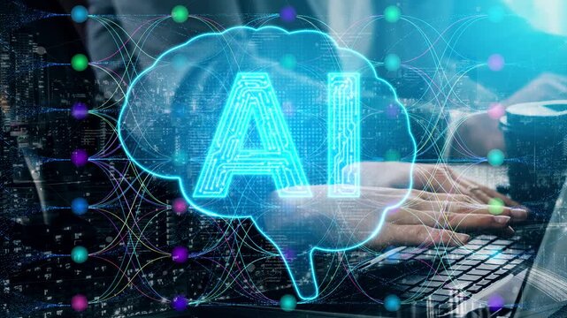 Futuristic AI Concept with Brain Illustration and Digital Network Background Representing Technology and Innovation in Data Processing Sigmoid