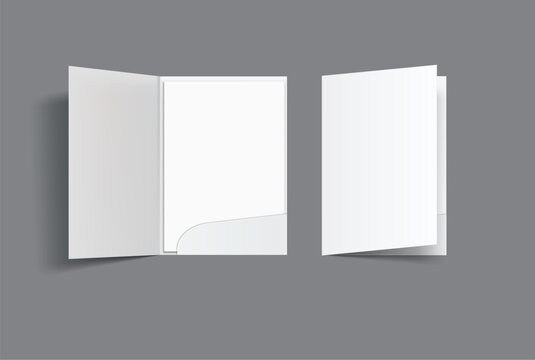 3D A4 Size Single Pocket Folder, open Leaflet, bifold mockup isolated on background. Blank folder paper template for business presentation document, flyer, catalogue, advertising or any creative work
