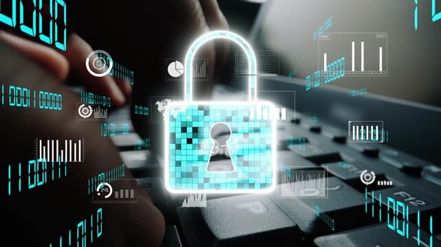 A digital representation of security featuring a padlock over a keyboard, symbolizing data protection and cyber security in the modern technological landscape. Xenic