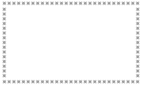 White beground with a spiral style frame on the side of a rhombus with a black retangle shape