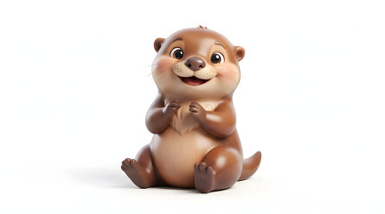 Fototapeta premium Cute 3D Otter Animal PNG Element