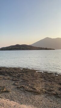 Beautiful sunset seascape at Sebanjar Beach, East Nusa Tenggara (NTT), Indonesia.