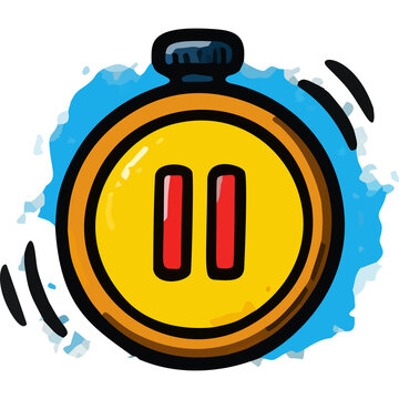 Pause timer control button doodle illustration