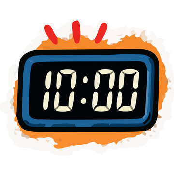 Digital countdown clock display doodle illustration