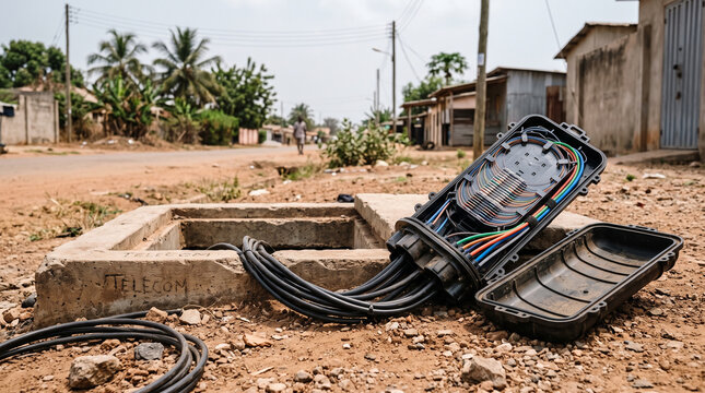 Fiber optic splice closure installation on roadside telecom box