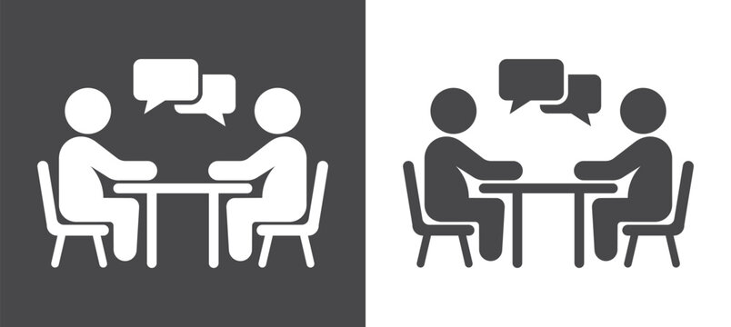 Two meetings with people talking at round table