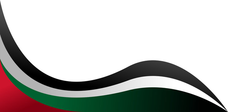 Abstract wavy palestine flag colors wave border frame with copy space isolated patriotic illustration