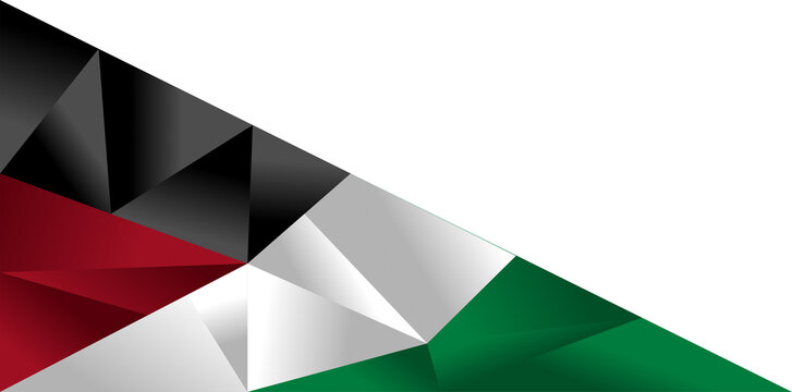 Diagonal abstract low poly palestine flag corner border patriotic national emblem modern geometric mosaic middle east isolated