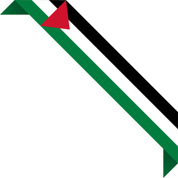 Palestine flag diagonal corner ribbon banner frame border decoration isolated national patriotic symbol illustration