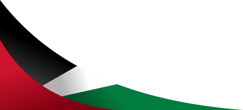 Palestine flag illustration waving abstract corner border patriotic symbol isolated copy space