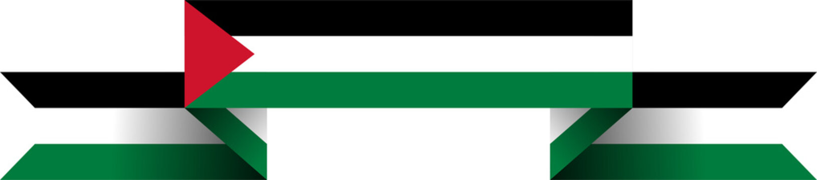 Palestine flag folded ribbon banner illustration isolated national patriotic symbol middle east