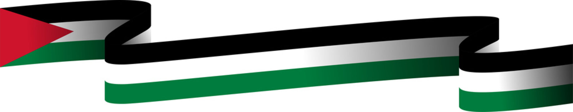 Long waving palestinian national flag ribbon banner isolated patriotic independence symbol illustration