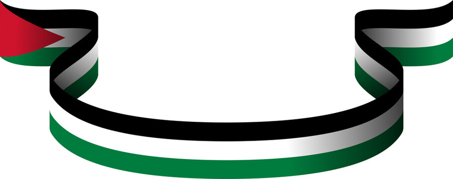 Palestine flag wavy ribbon banner curved isolated national patriotic symbol