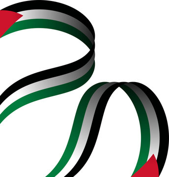 Palestine flag wavy ribbon flowing curved 3d illustration patriotic national symbol isolated