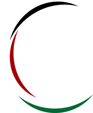 Abstract palestine flag black red green circular frame illustration national symbol