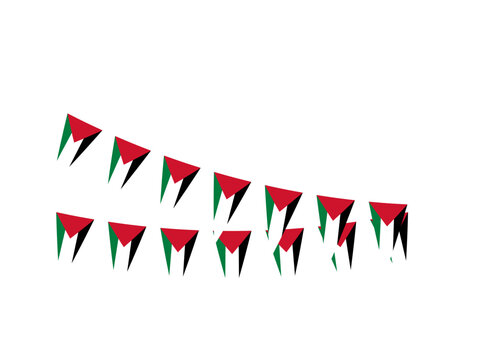 Festive palestine flag triangular bunting pennant garland party decoration illustration