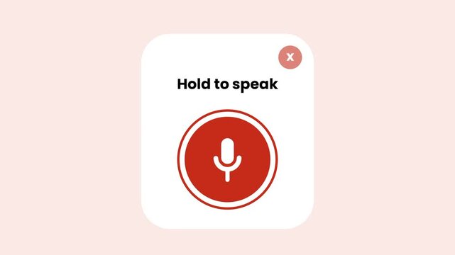 A peach voice card shows a red microphone icon with a hold to speak label used for recording short audio messages or issuing quick voice commands now