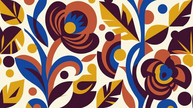 Floral pattern seamless background in illustration vector abstract of design wallpaper textile fabric retro folk