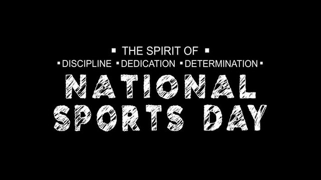 National sports day text animation. Perfect for social media posts, event promotions, and sports themed videos.