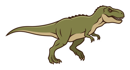 Obraz premium Tyrannosaurus rex illustration features a green and tan color scheme