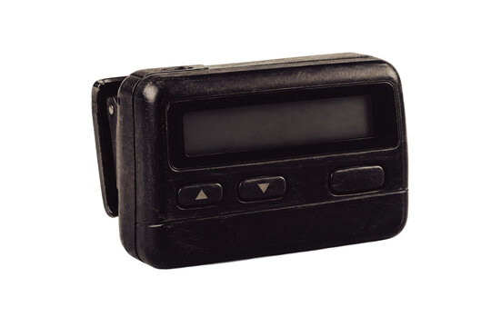 Vintage electronic pager on white background