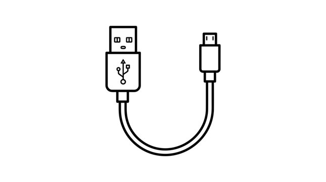 USB charging cable vector icon line art outline data connection
