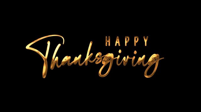 Happy thanksgiving elegant text animation in golden. Perfect for greetings, social media posts, or video intros.