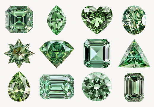 Elegant Green Gemstone Shapes Element Design Set