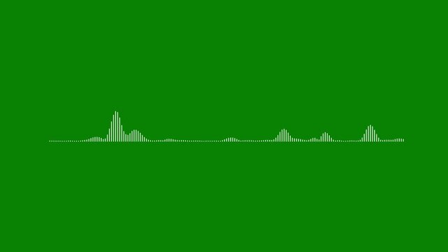 abstract white line audio wave visualizer, podcast sound frequency rhythm background, transparent alpha channel music spectrum, digital voice track equalizer loop, 4k glowing neon overlay