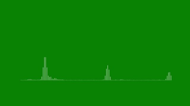 Glowing white audio waveform background, dynamic white audio frequency visualizer, abstract music beat rhythm wave spectrum, transparent background sound meter loop,  4k podcast line effect