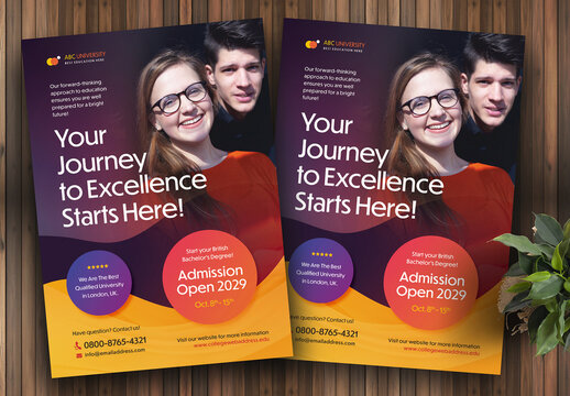 Professional Education Excellence University Flyer Template Colour Purple