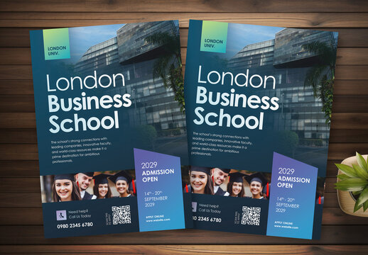 Professional Business School Education Flyer Template Colour Teal