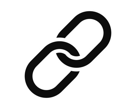 Hyperlink chain link icon isolated on white background for web connectivity and digital reference interface symbol