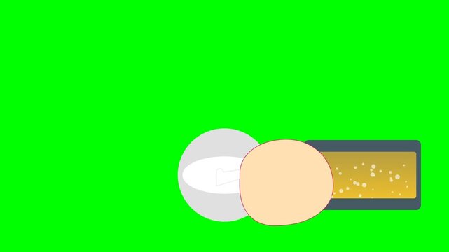 Animated flat lay cooking sequence with chef character.