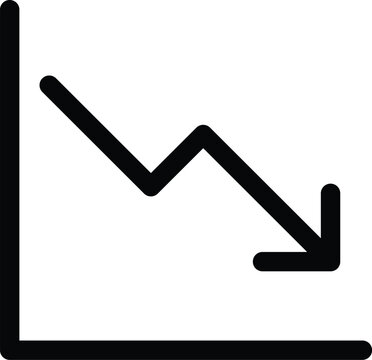 Declining Arrow Chart Black Line Icon