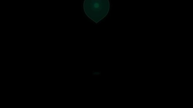Glowing neon map pin location marker animation with pulsing ripple effect navigation geolocation satellite navigation