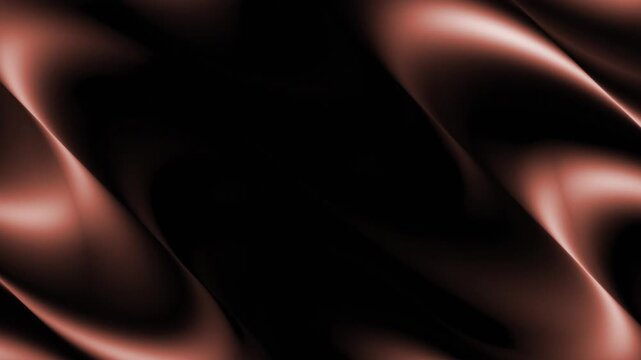 Abstract copper waves flowing in a dark background with solid black background
